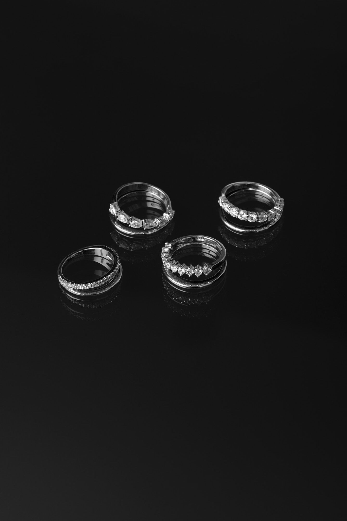 Double Band 10pt Round Diamond Ring | 18K White Gold