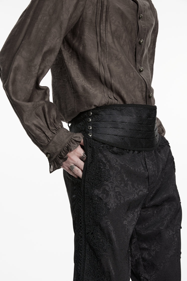 Black Embroidered Pleated Men's Gothic Accessory