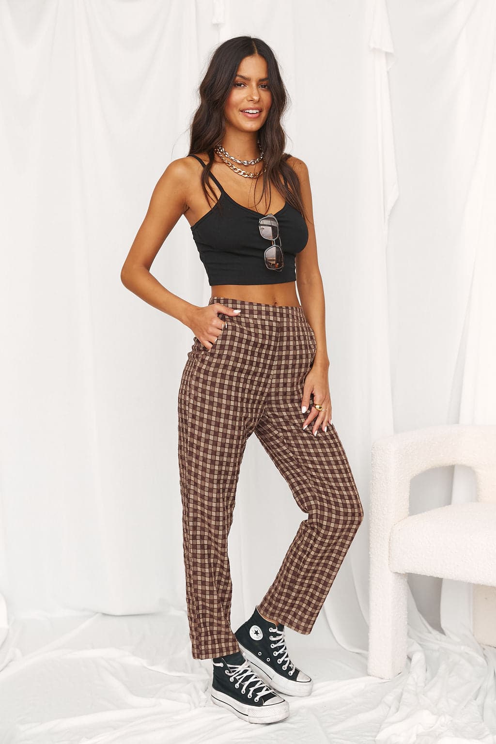 Bishop Brown Checkered Trousers