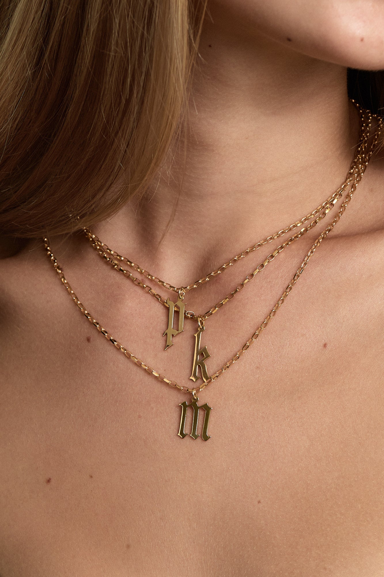 Large Gothic Letter Pendant | 9K Yellow Gold