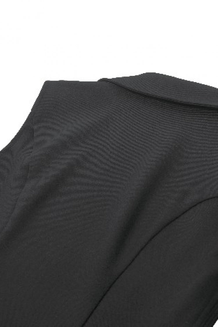 Black Lapel Collar Sleeveless Lace-Up Studded Zippered Eyelet Women's Punk Vest