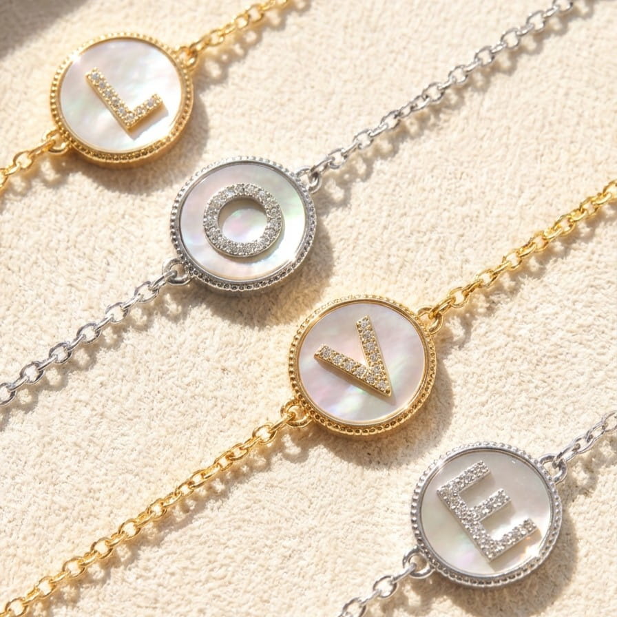 Mother of Pearl Initial Bracelet