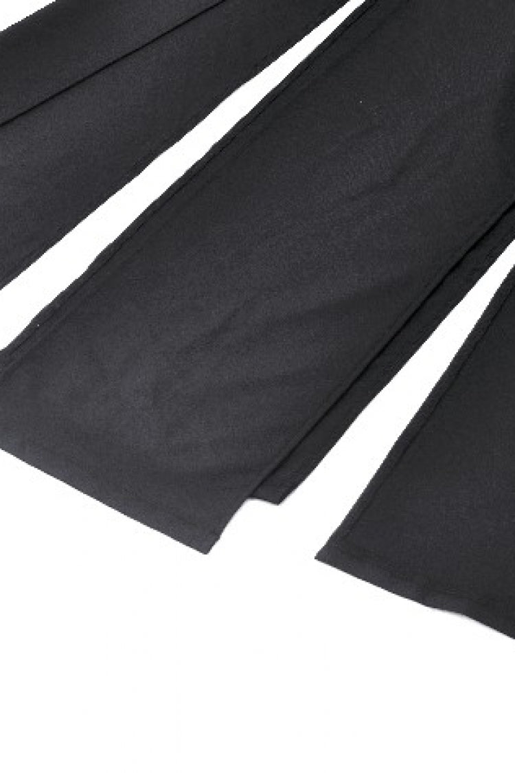 Black Buckled Zippered Women's Punk Side Slit Long Skirt