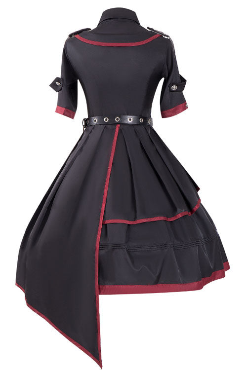 Black Military Style JK Set Irregular Gothic Lolita Dress