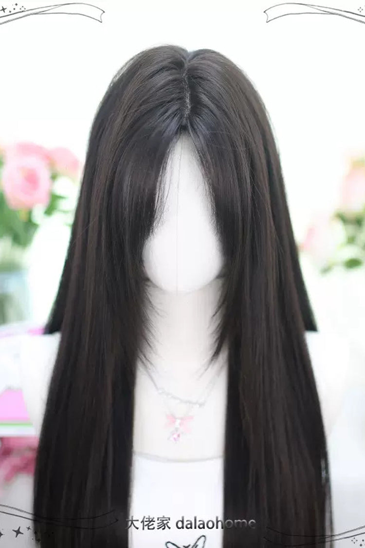 Black Natural Classic Lolita Long Straight Wigs