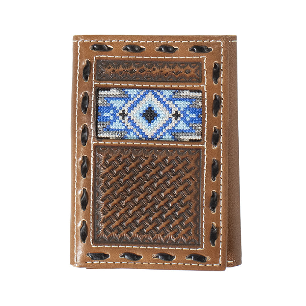 3D Blue Diamond Inlay Beaded Wallet