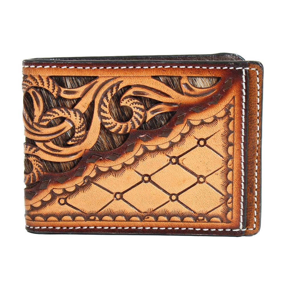 3D Calf Hair Tooled Bifold Money Clip