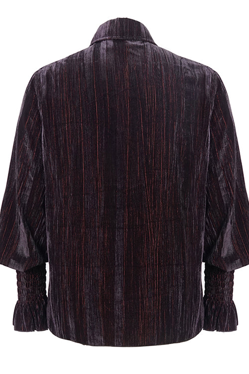 Black And Red Velvet Lantern Sleeves Loose Mens Gothic Blouse
