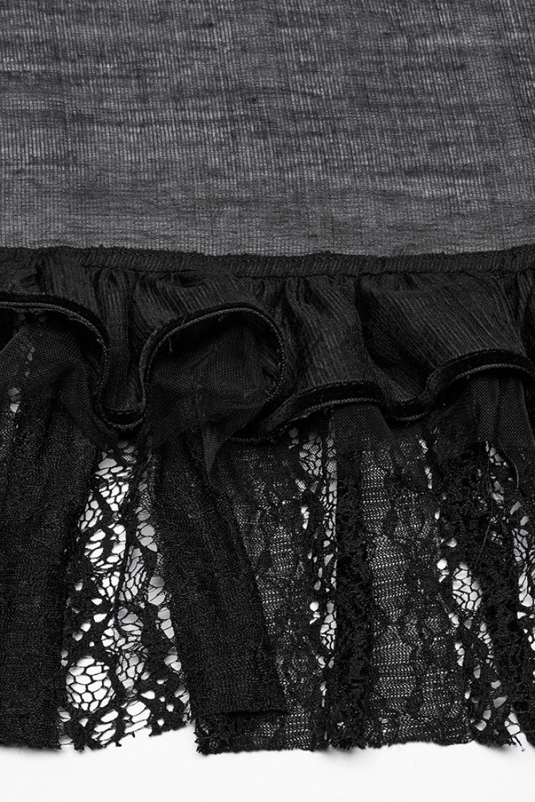 Black Drawstring Hollow Lace Women's Punk Skirt