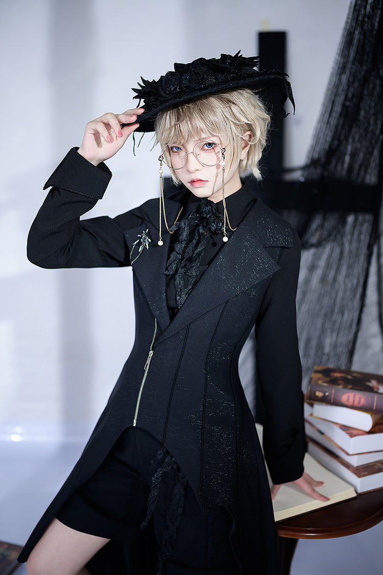 Black Irregular Ouji Fashion Gothic Vintage Handsome Cool Lolita Vest