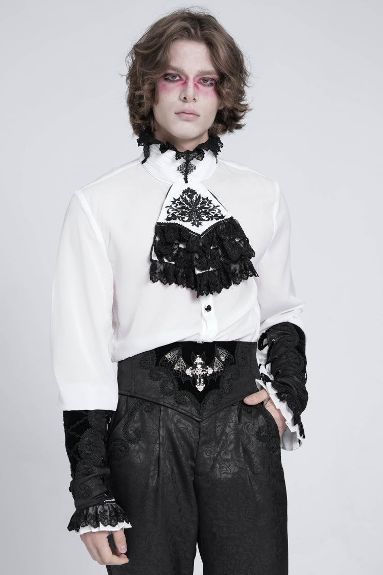 Black Embroidered Lace-Up Men's Gothic Accessory Bat Embroidered Girdle