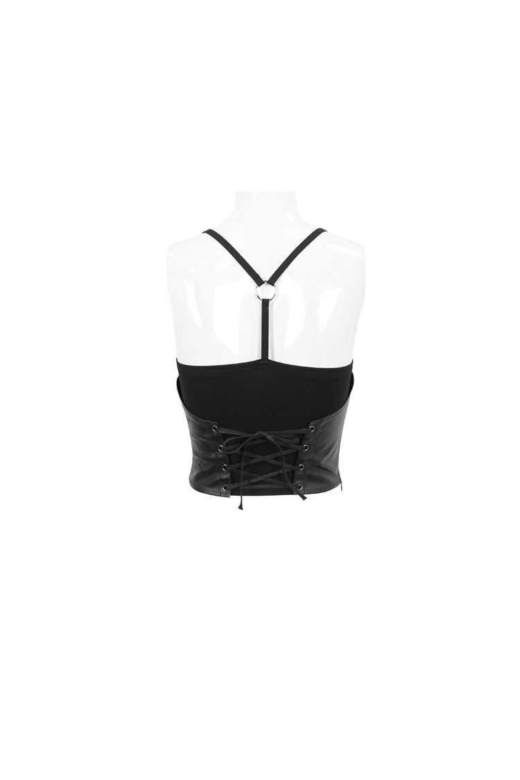 Black Knit Adjustable String Women's Punk Bandeau Camisole