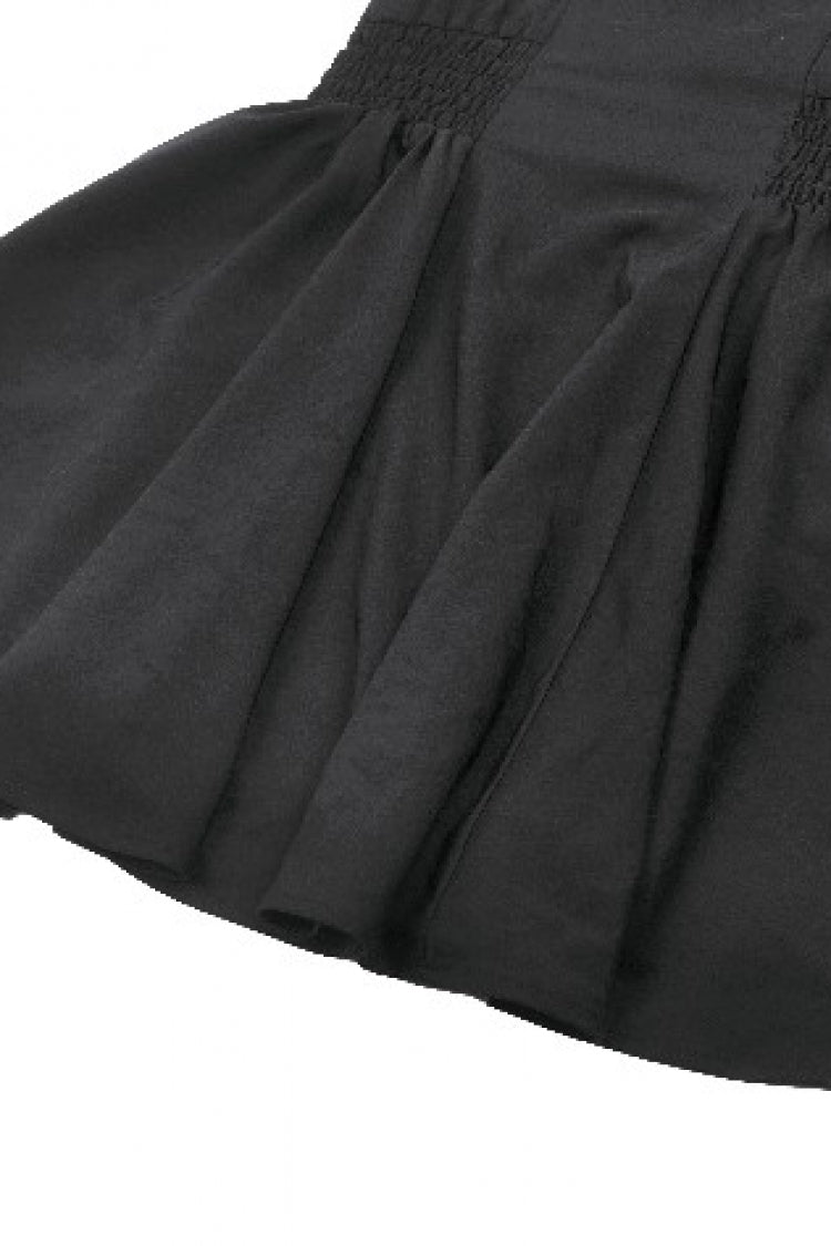 Black Lapel Collar Sleeveless Lace Women's Gothic Button-Front Dress Graduation Dress