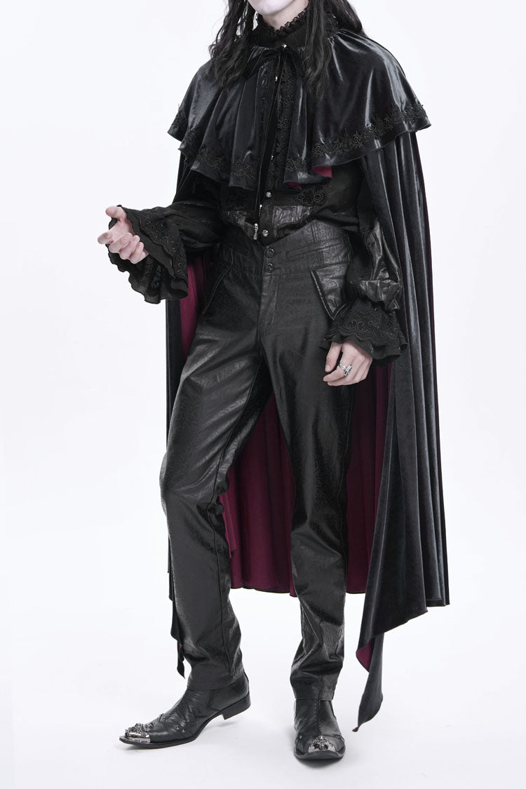 Black High Waisted Faux Leather Men's Gothic Pants