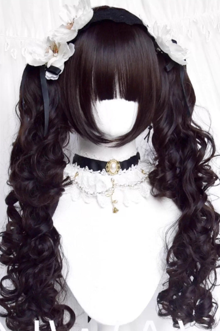 Black Multi-Layered Roman Curl Twin Tails Sweet Lolita Wig