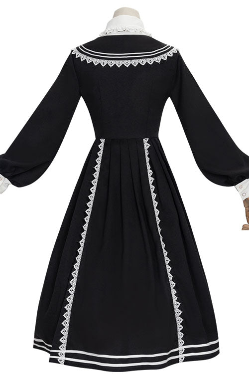 Black Elegant Bowknot Long Sleeves College Style Gothic Lolita Dress