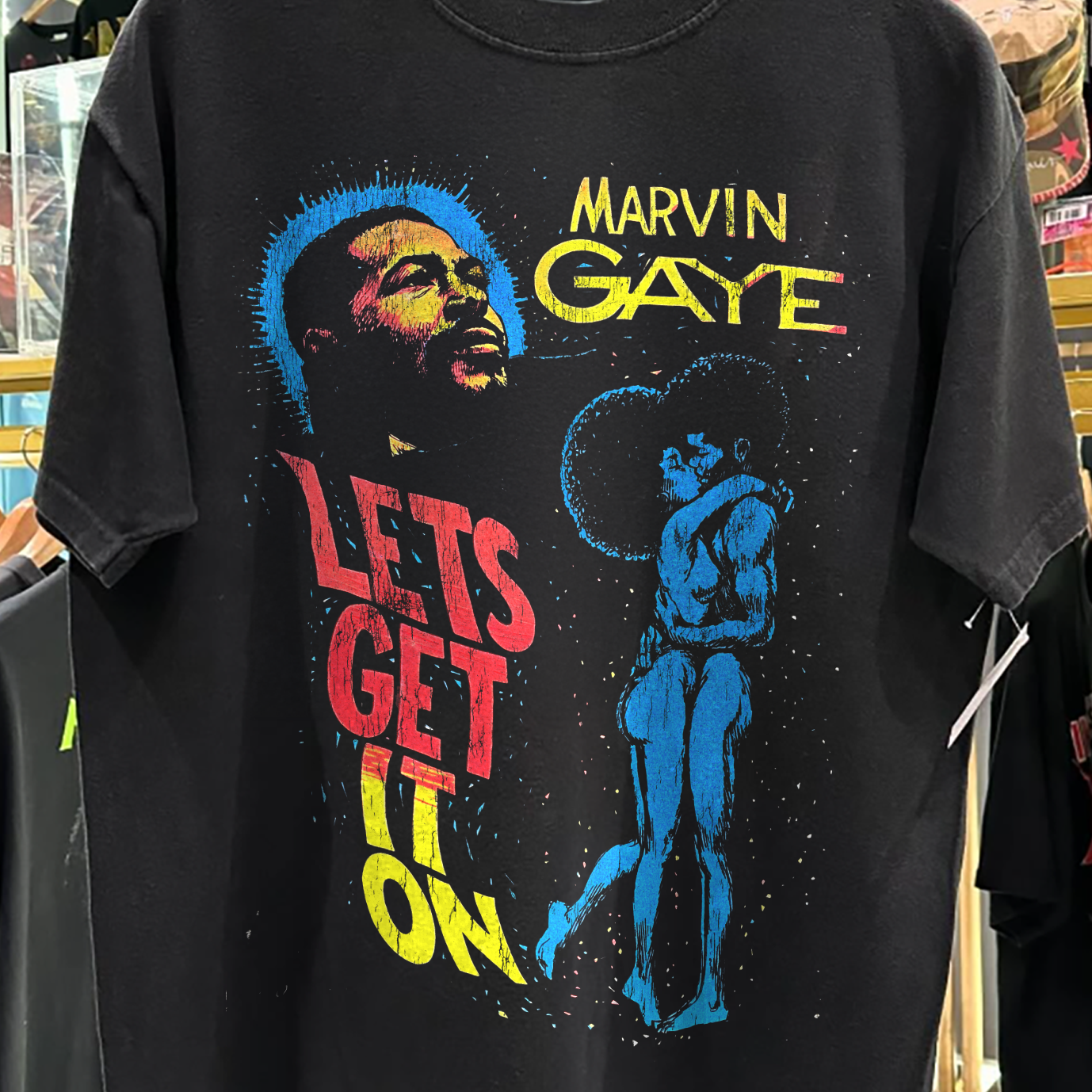 Marvin Gaye - Lets Get It On Rare Washed Black T-Shirt