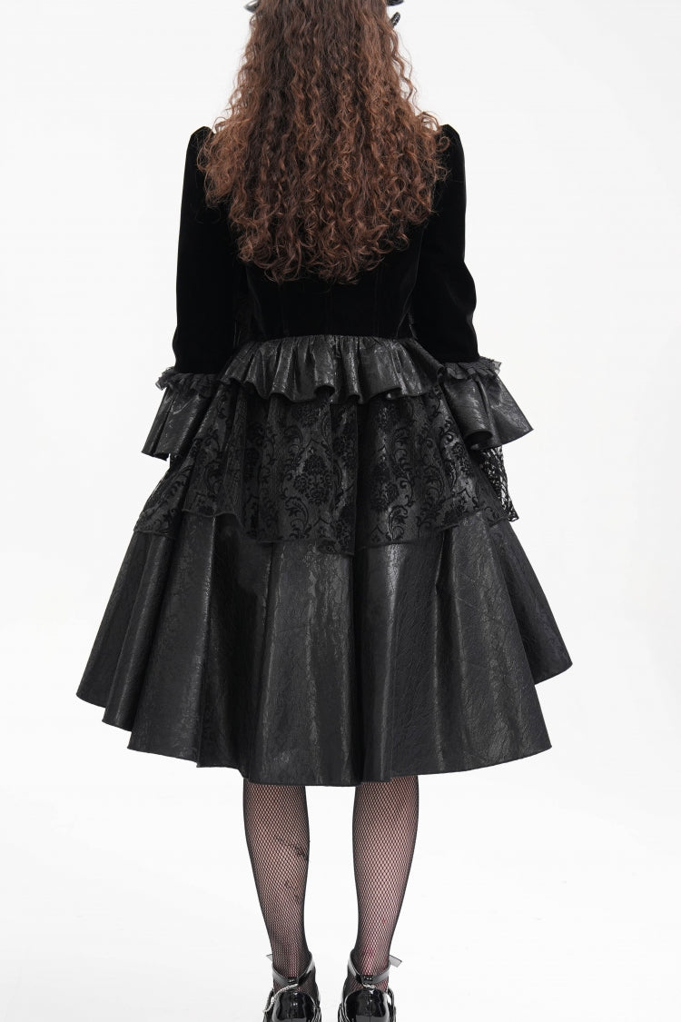 Black Long Sleeves Ruffle Lace Mesh Women's Gothic Jacket