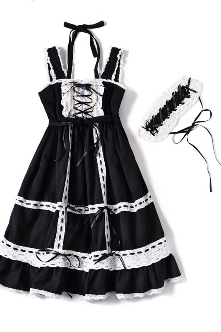 Black Antique Dolls Triple-Layered Bowknot Sweet Lolita Jsk Dress