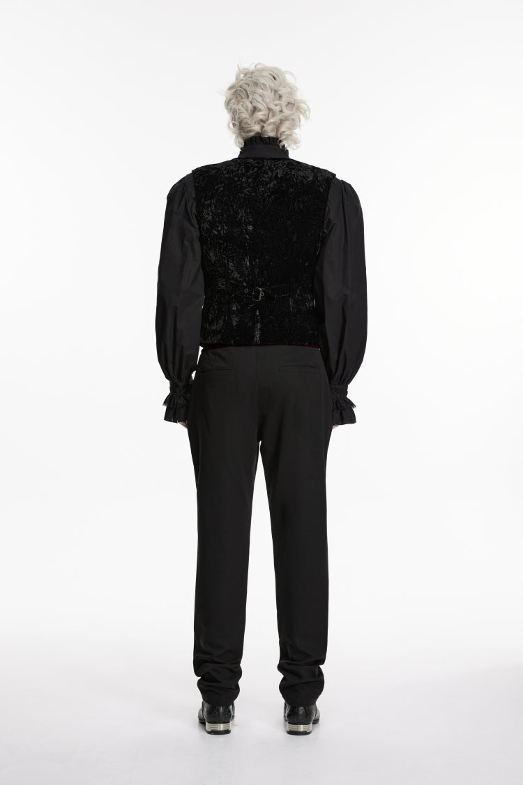 Black Embroidered Spliced Slim Men's Gothic Pants