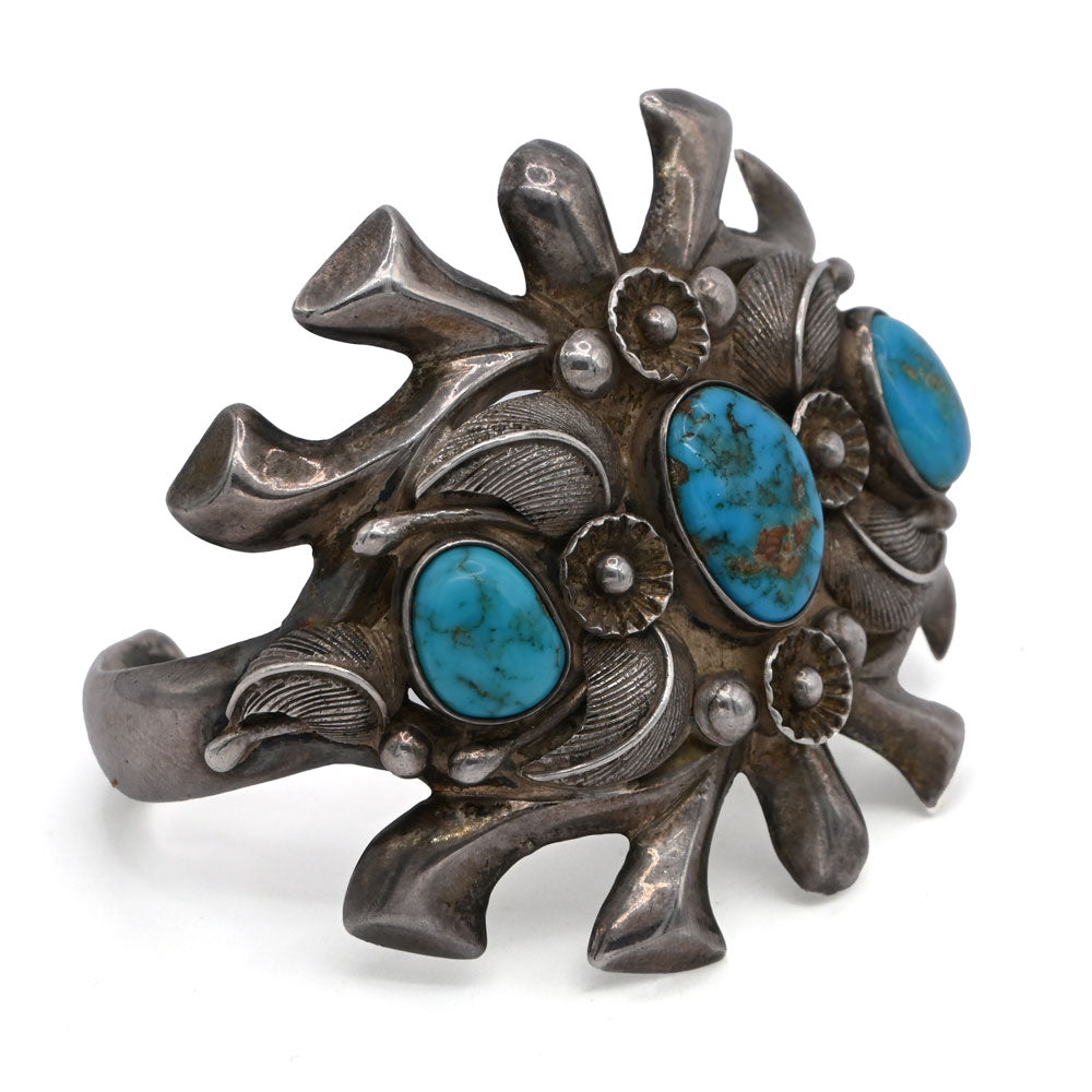 1970's Max Luthy Blue Gem Turquoise Cuff