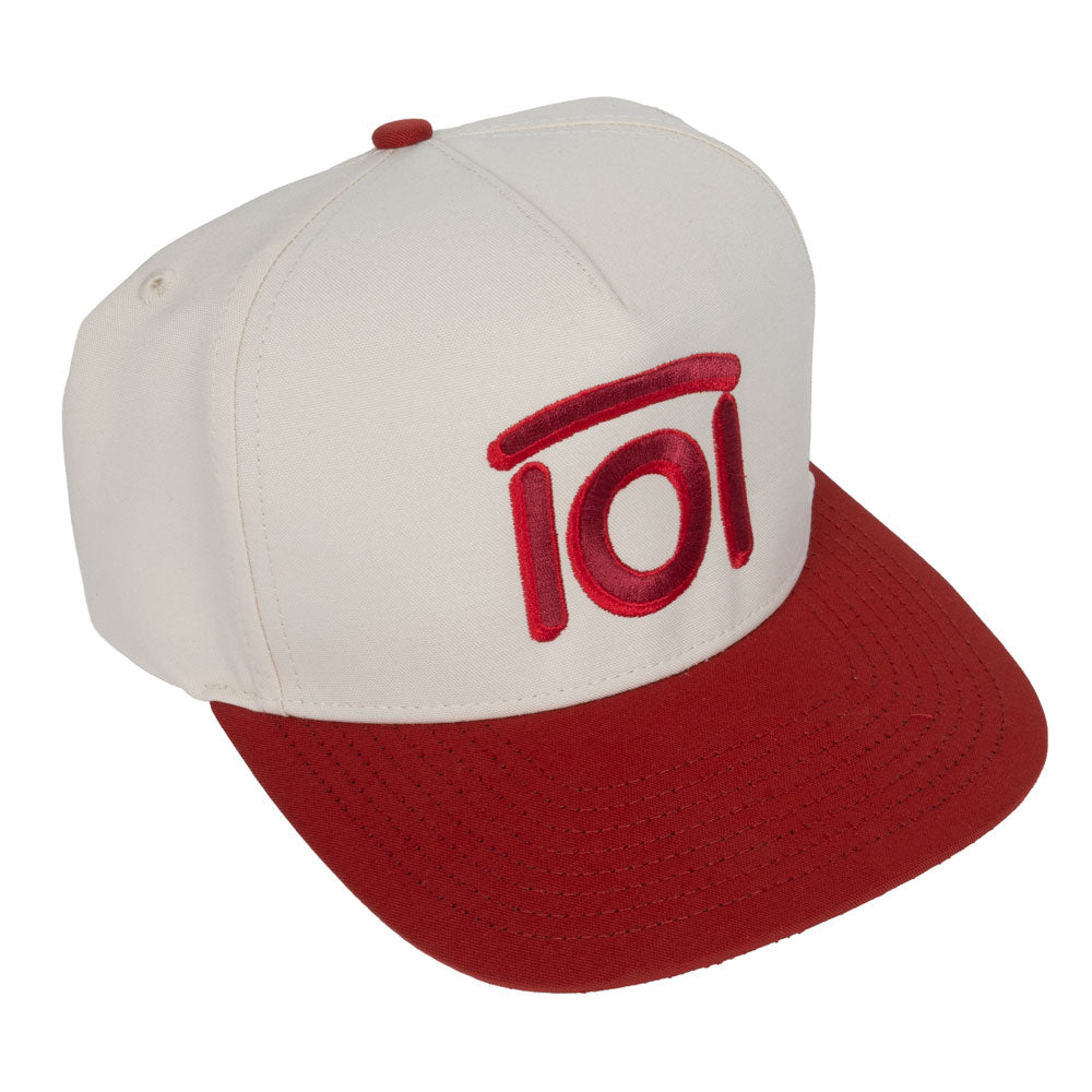 101 Ranch Flat Logo Cap - Vintage White/University Red