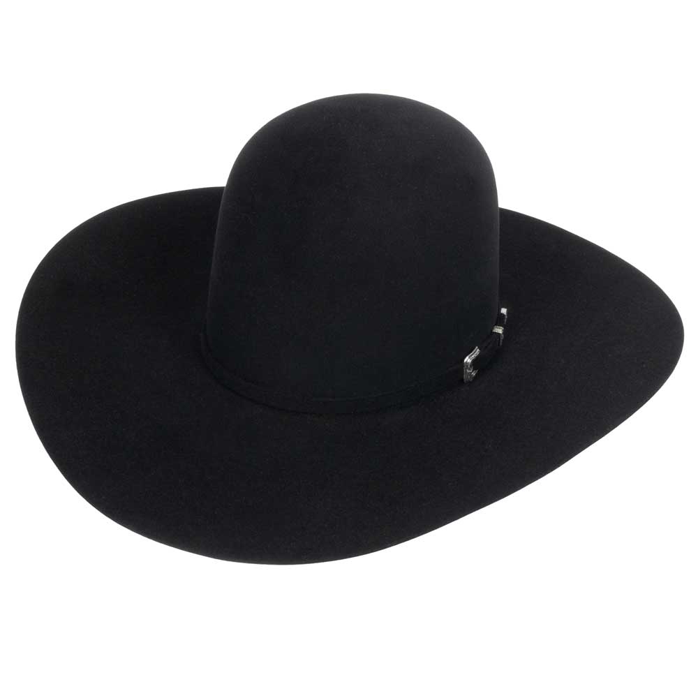 American 10X Black 4 1/2" Open Crown Felt Hat