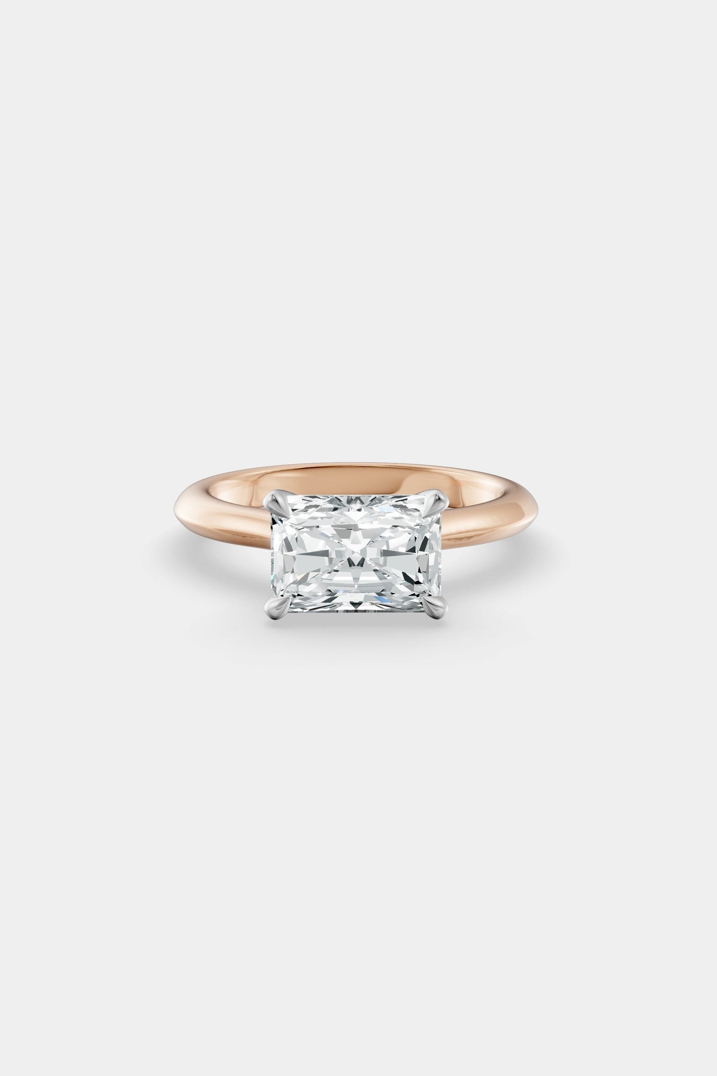 East West Diamond Solitaire Ring | Traditional Band