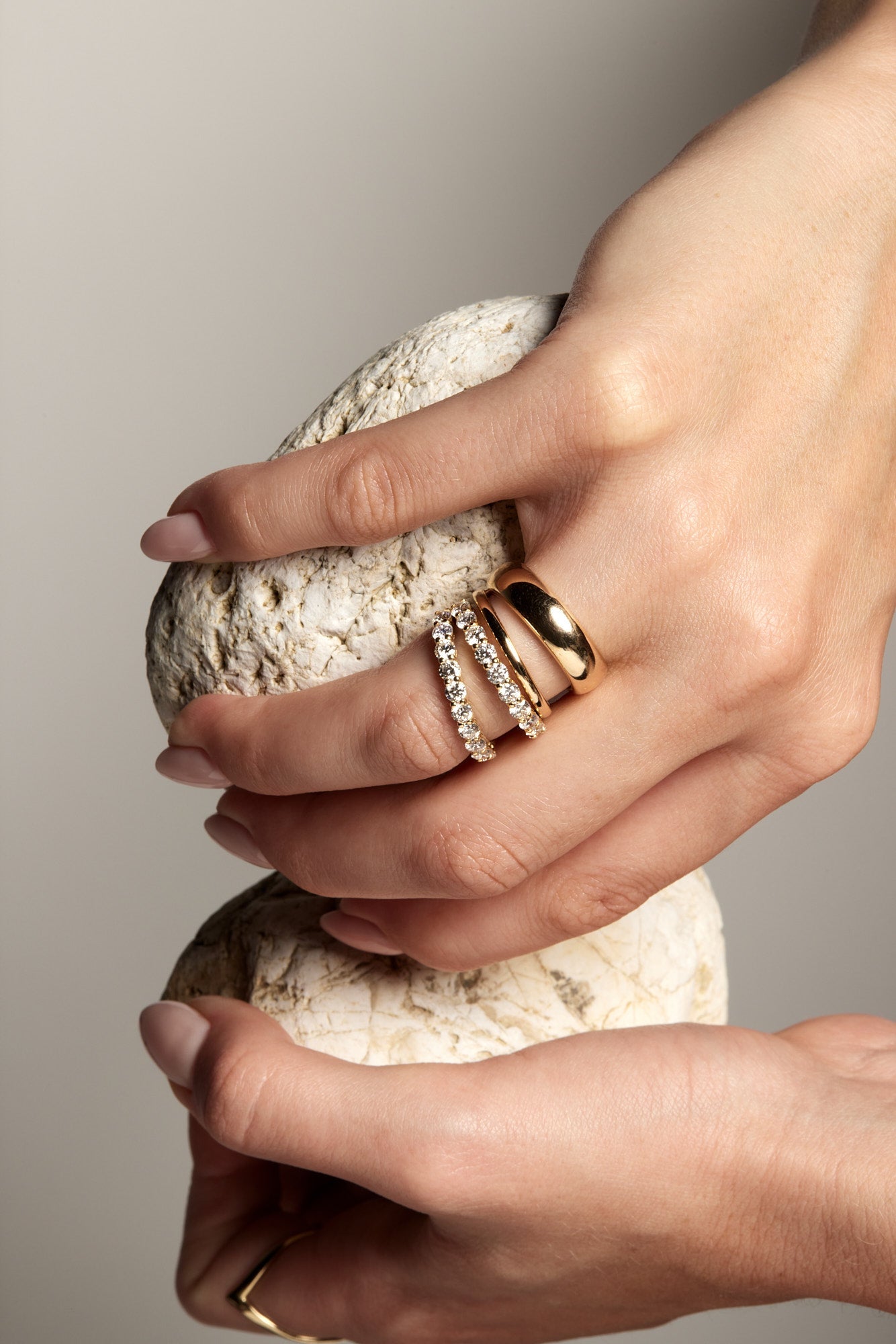 Double Band Sabine Ring | 9K Yellow Gold, Diamond Option Available