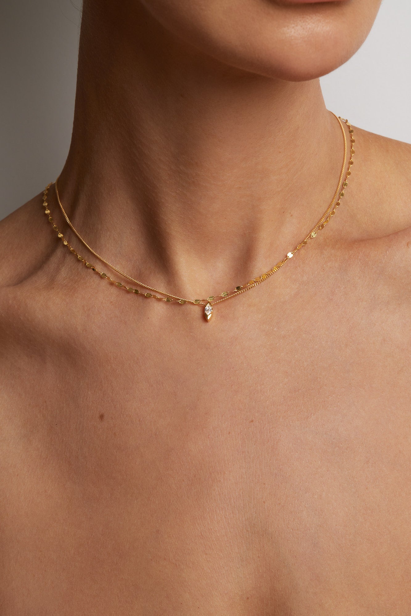 Mini Marquise Diamond Necklace | 9K Yellow or Rose Gold
