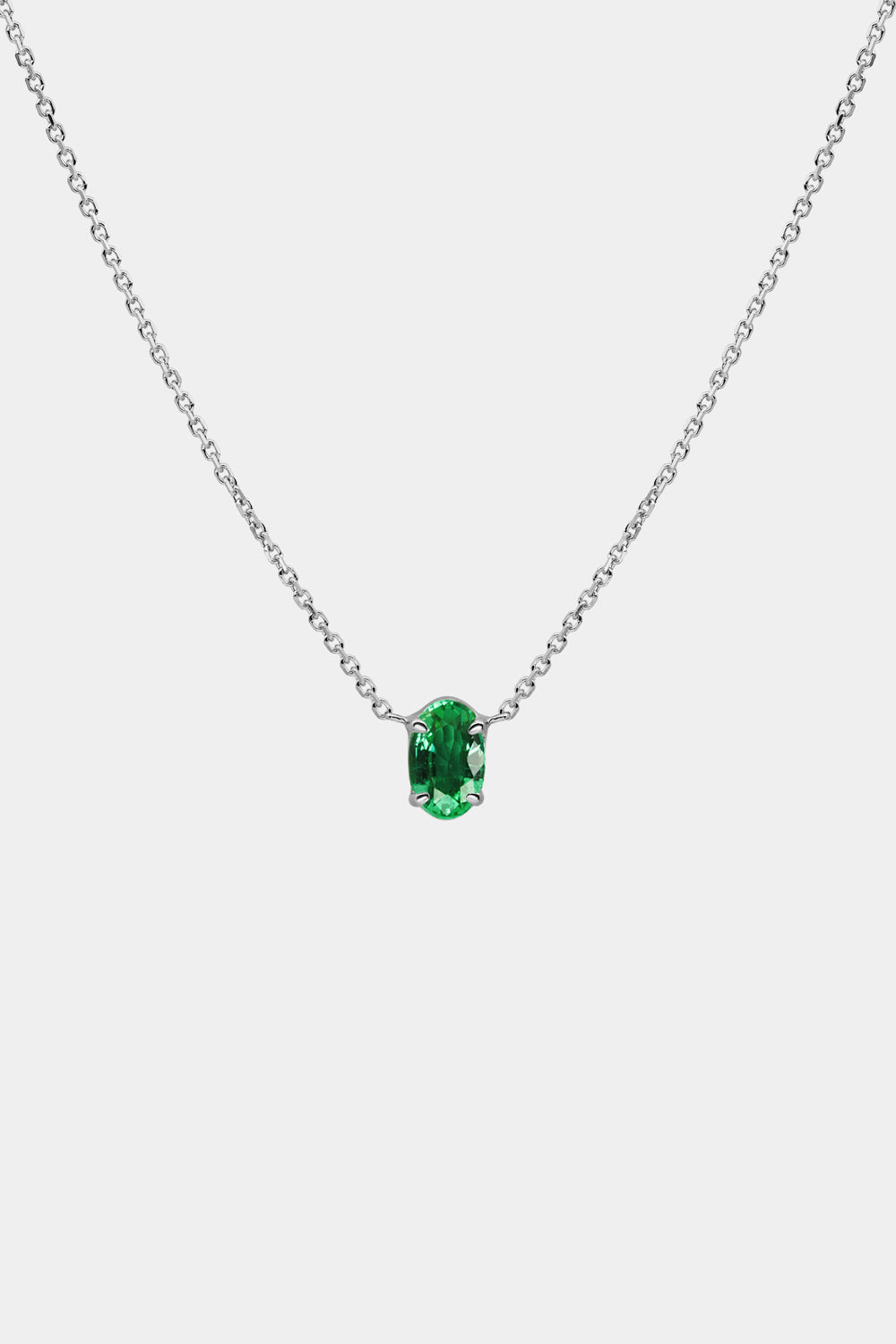 Oval Emerald Necklace | 18K Gold