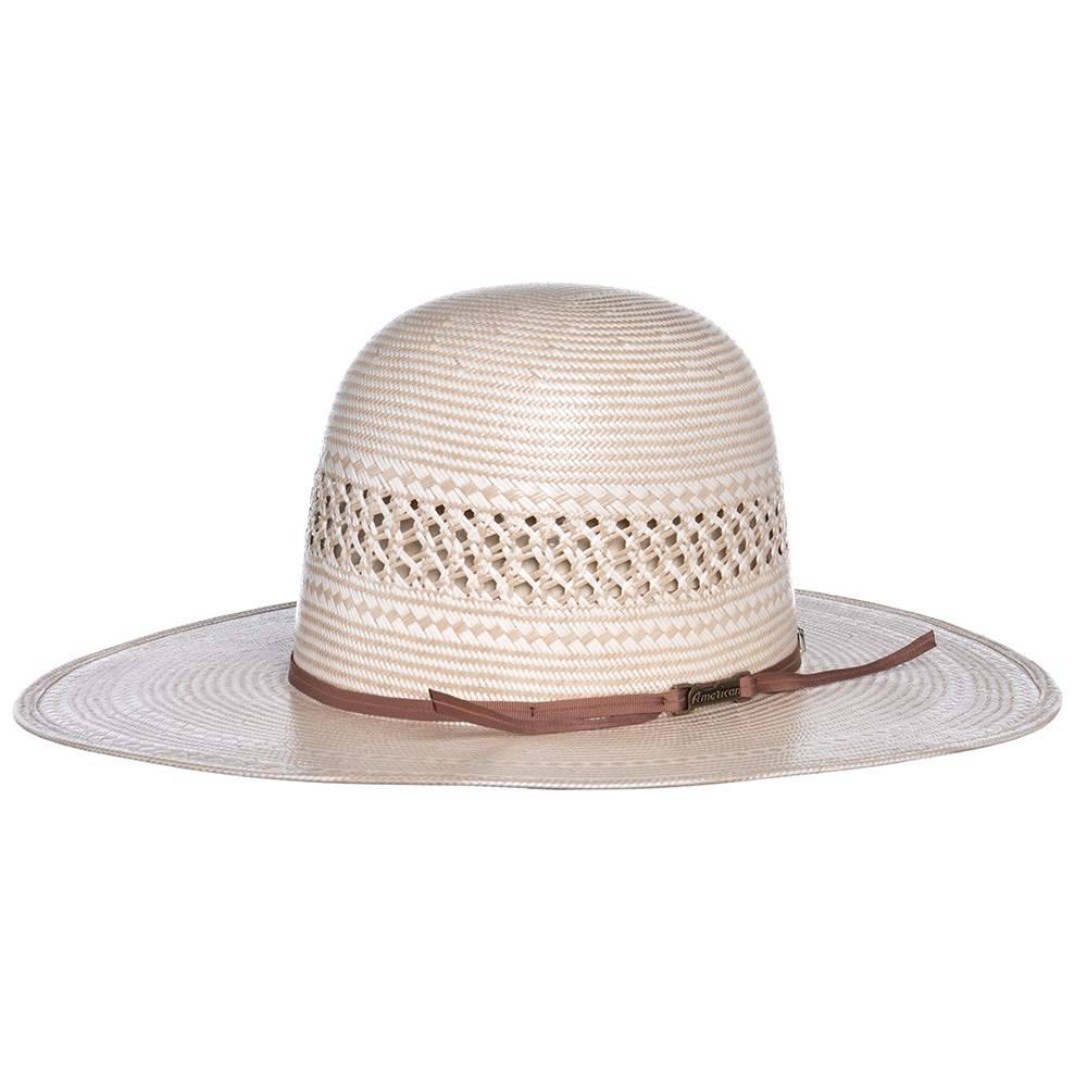 American Fancy Vent Two Tone 4-1/2" Brim Open Crown Straw Hat
