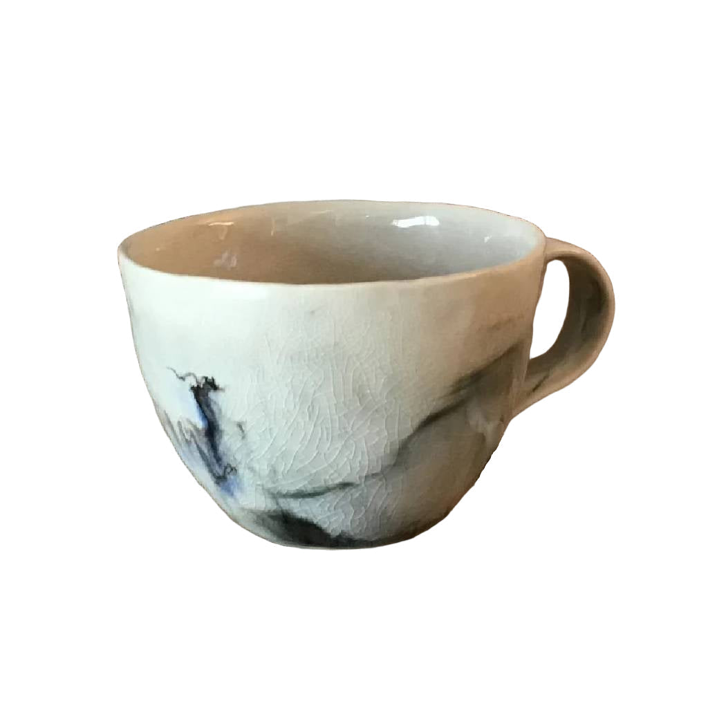 10oz White & Black Stoneware Mug