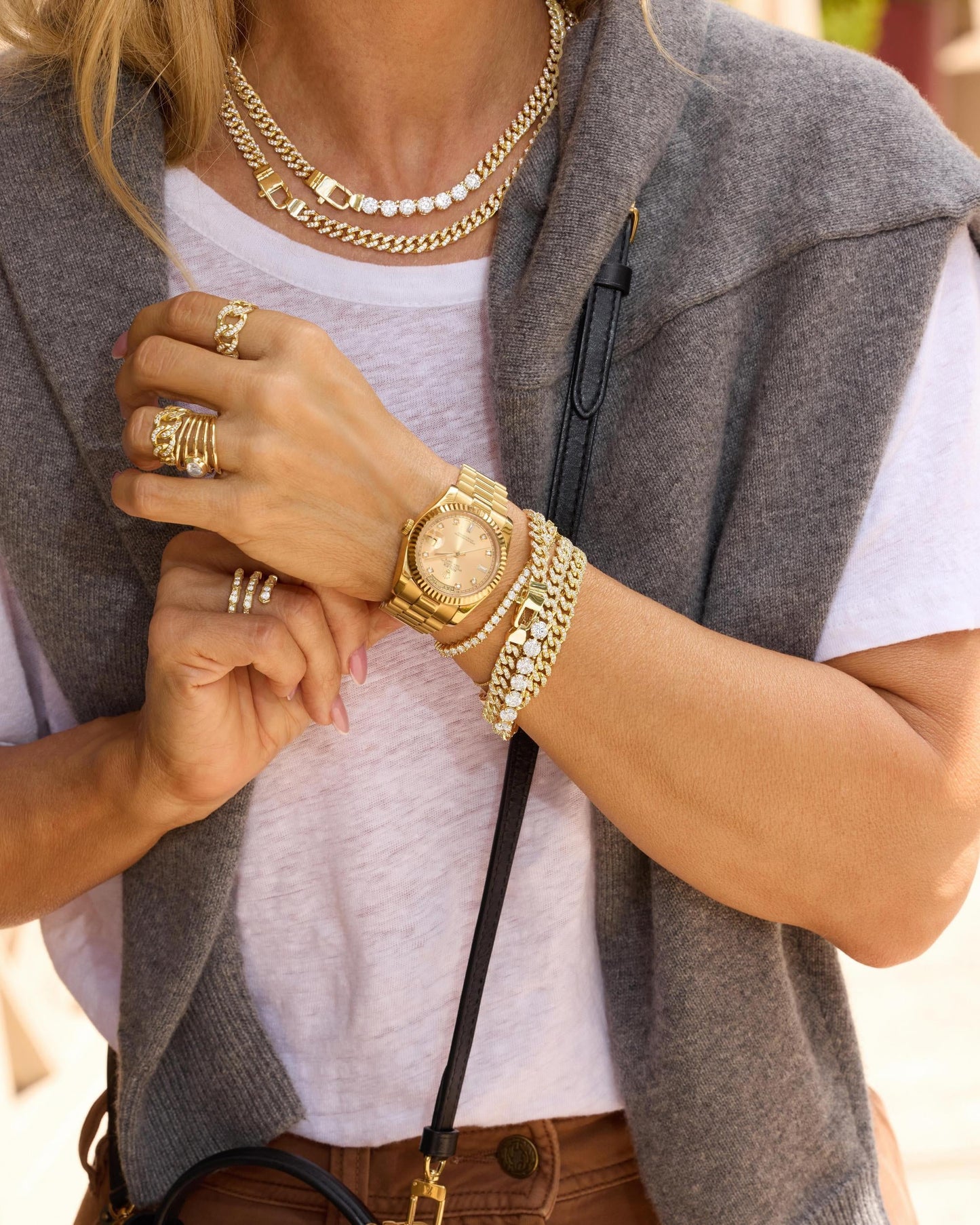 Graduated Pavé Julian Ring - Gold|White Diamondettes