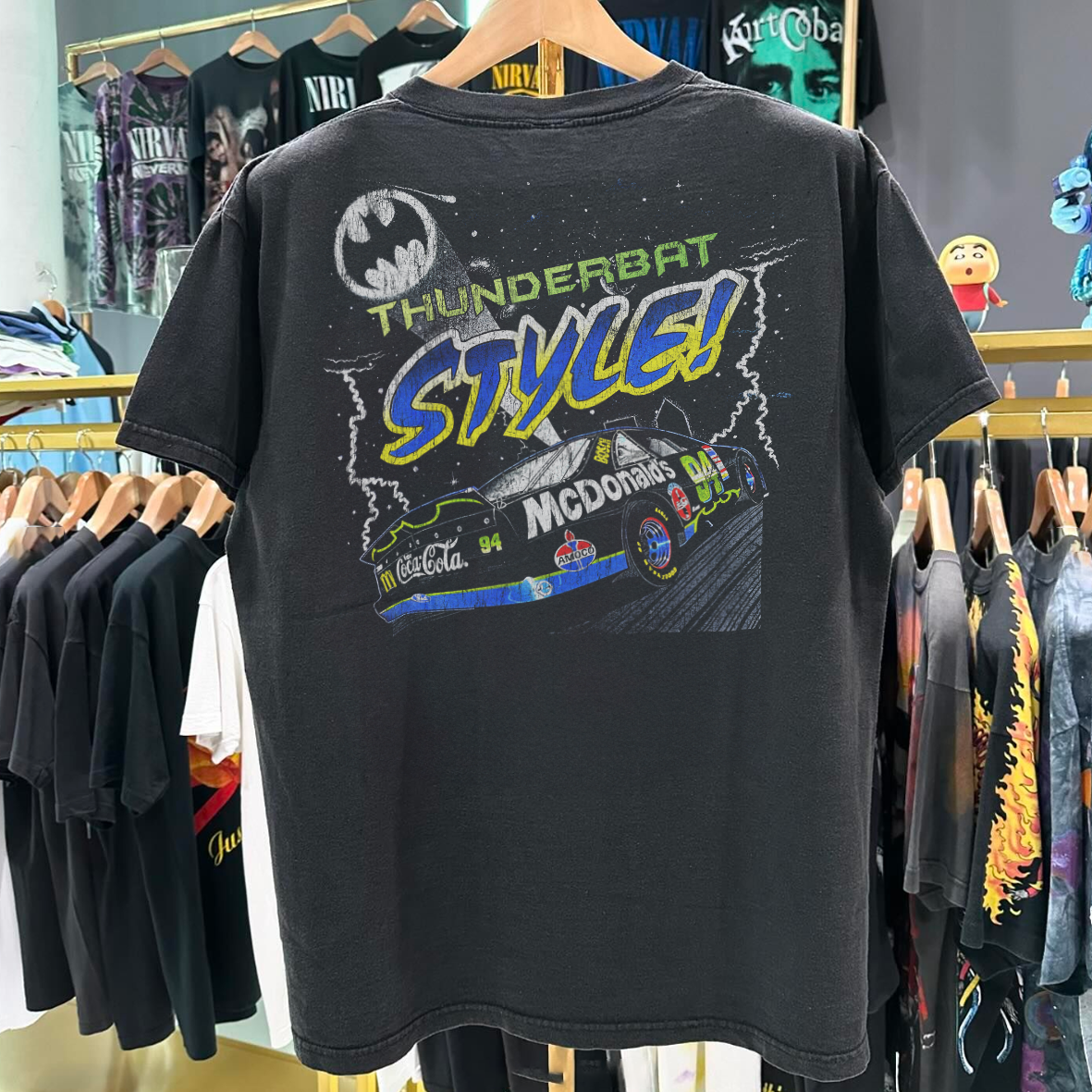 Nascar Black Out - Thunderbat Vintage Washed Black T-Shirt