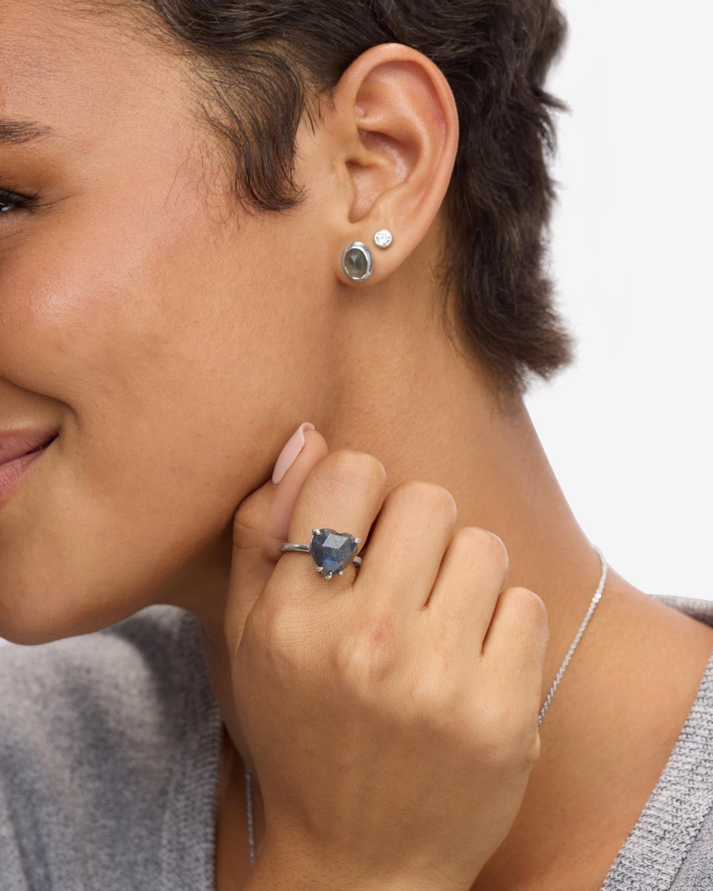 The Allison Heart Ring - Silver|Labradorite