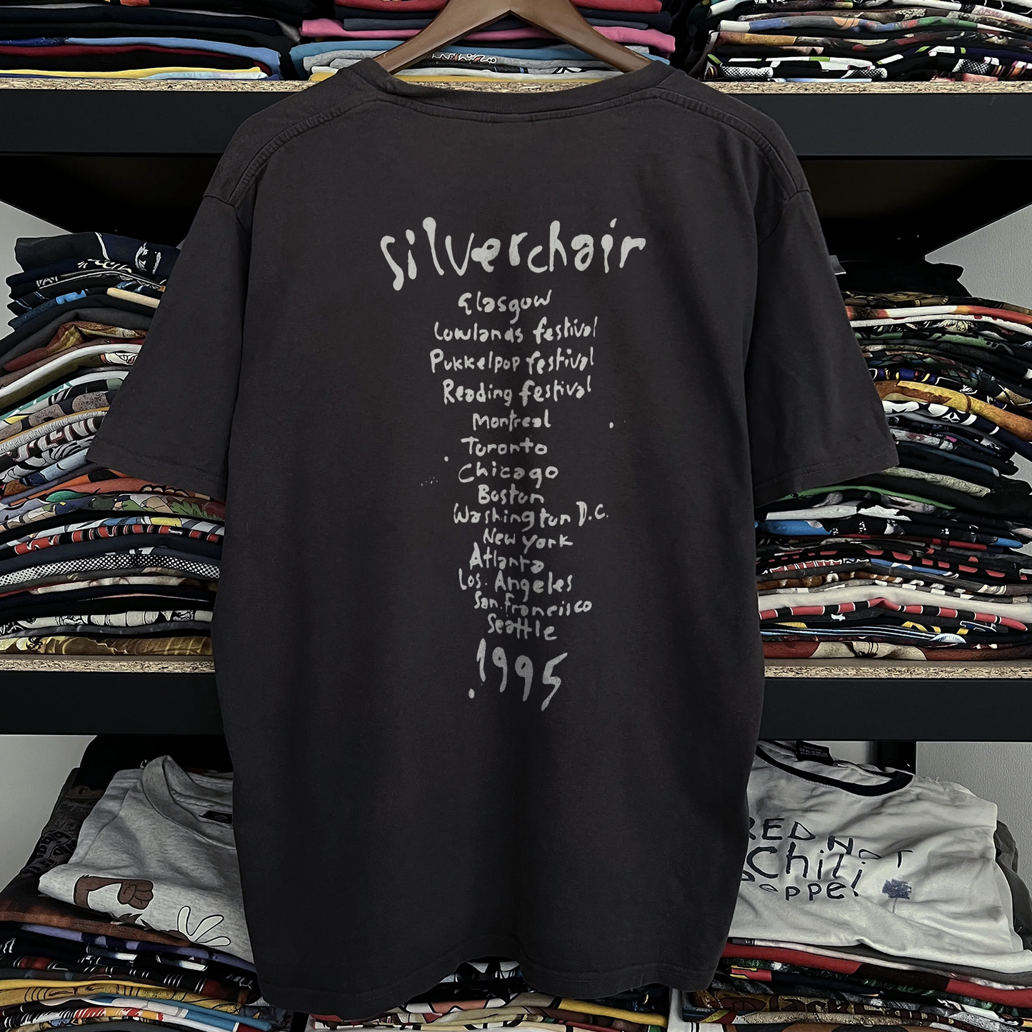 95 Silver Chair Pig Face Tour Tee Washed Black Tee