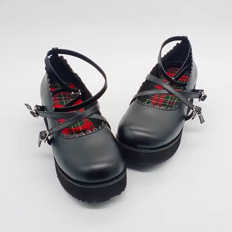 Black Doll Round Toe Soft Sister Cute Student Platform Shoes