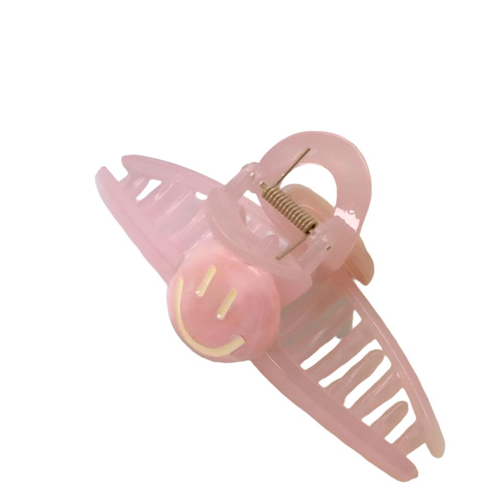 Acrylic Smiley Hair Claw Clip - Pink