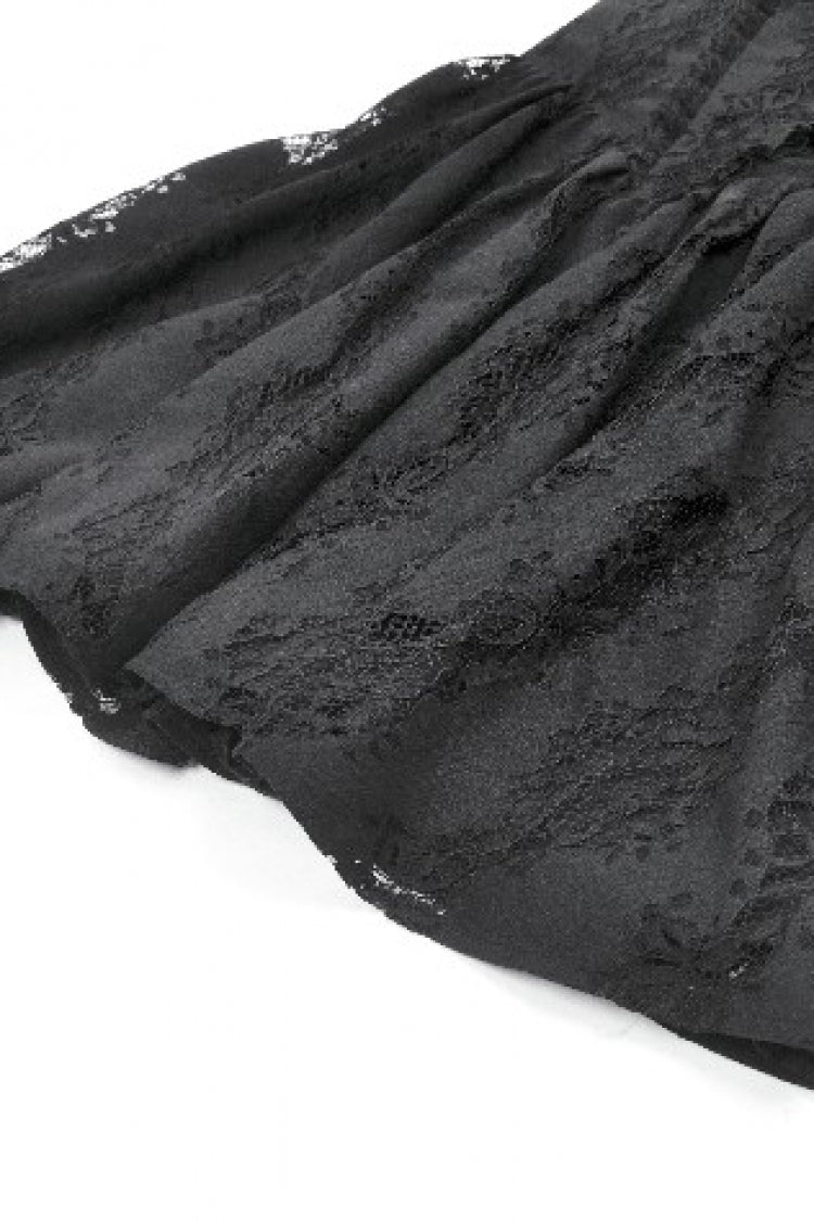 Black Off Shoulder Halterneck Sleeveless Lace Women's Gothic Short Dress