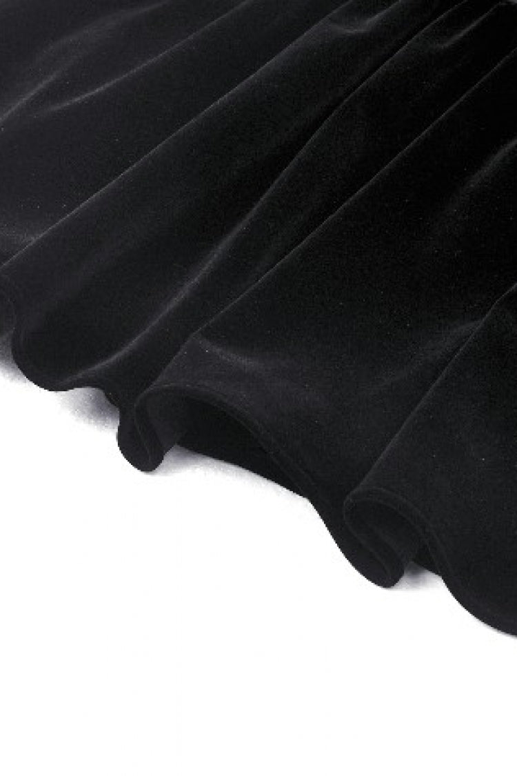 Black Long Sleeves Lace Women's Gothic Velvet Short Dress