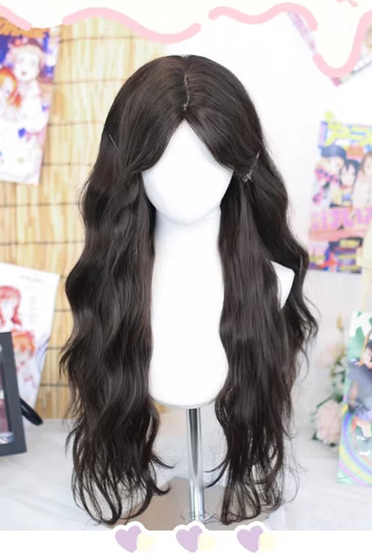 Black Daily Middle-Parted Natural Long Curly Sweet Lolita Wig