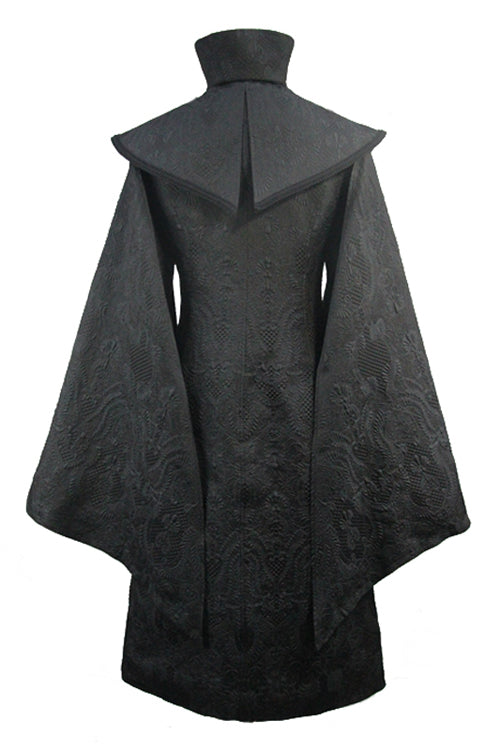 Black Gothic Pattern Mens Coat With Shawl Collar