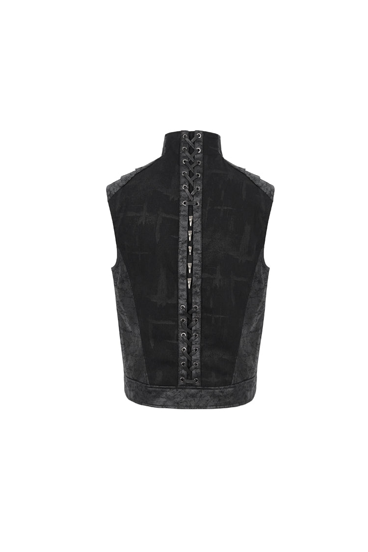 Black Chest Metal Willow Studded Sleeveless Men's Punk Vest