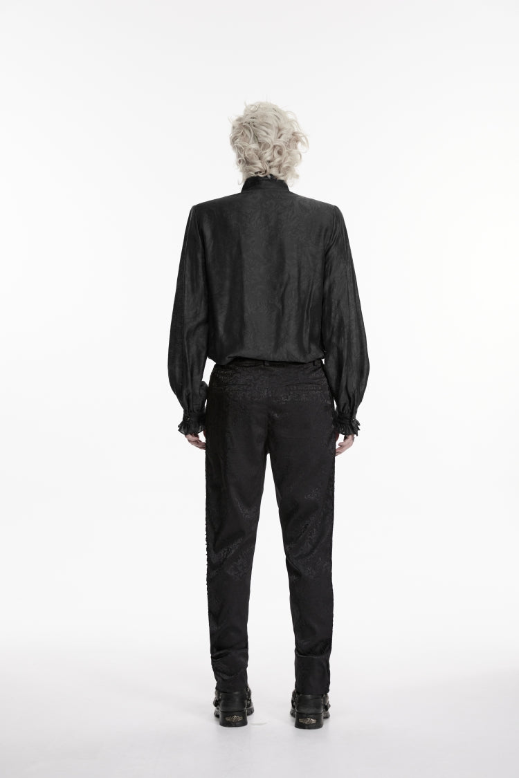 Black Jacquard Slim Men's Gothic Gorgeous Handsome Pants