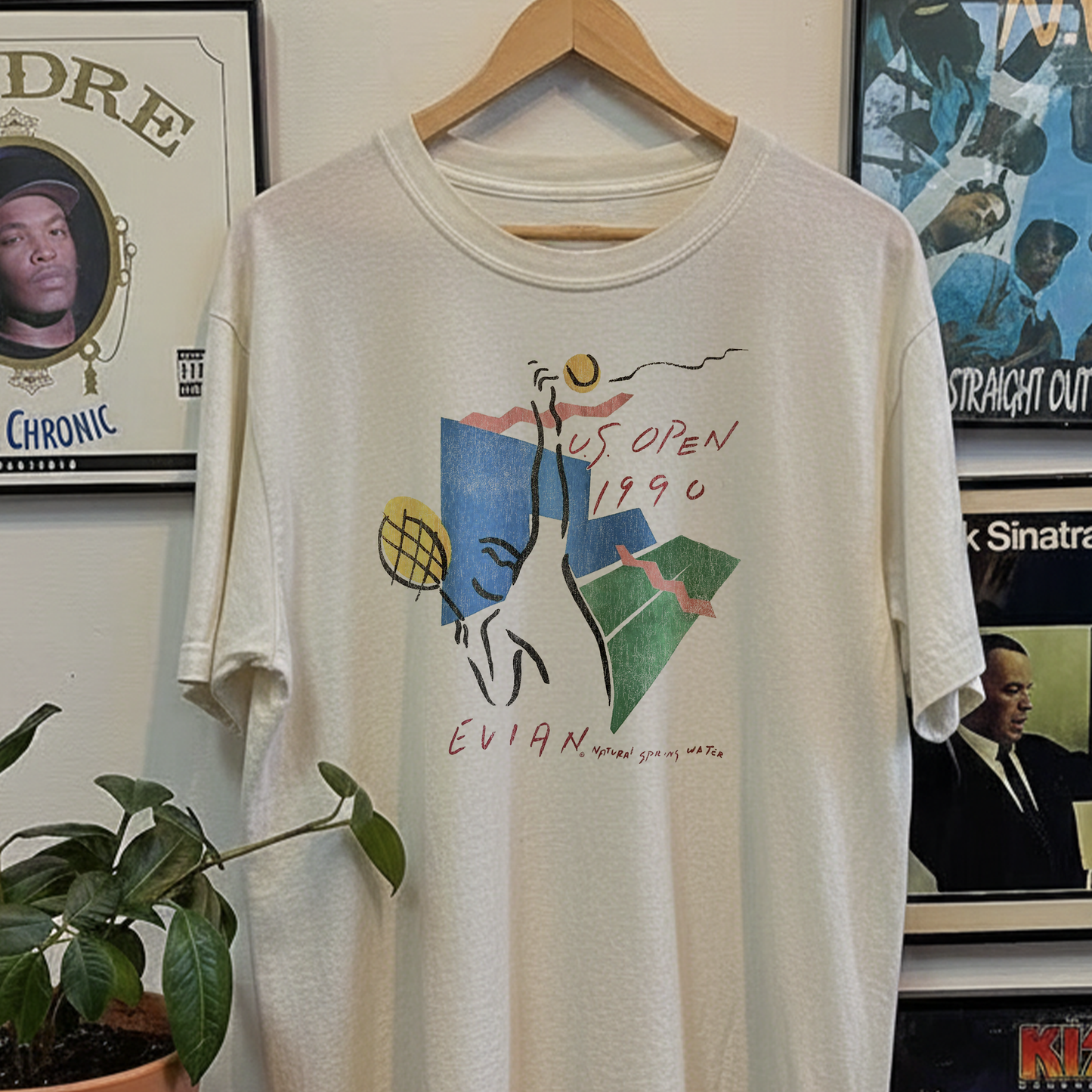 1990 US Open Evian Promo Washed White Tee