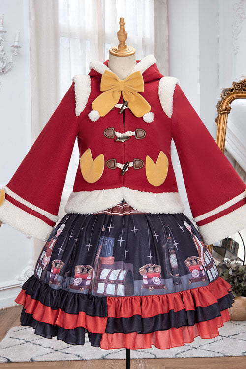 Autumn Winter Double Collar Bowknot Single Breasted Sweet Lolita Cape Coat