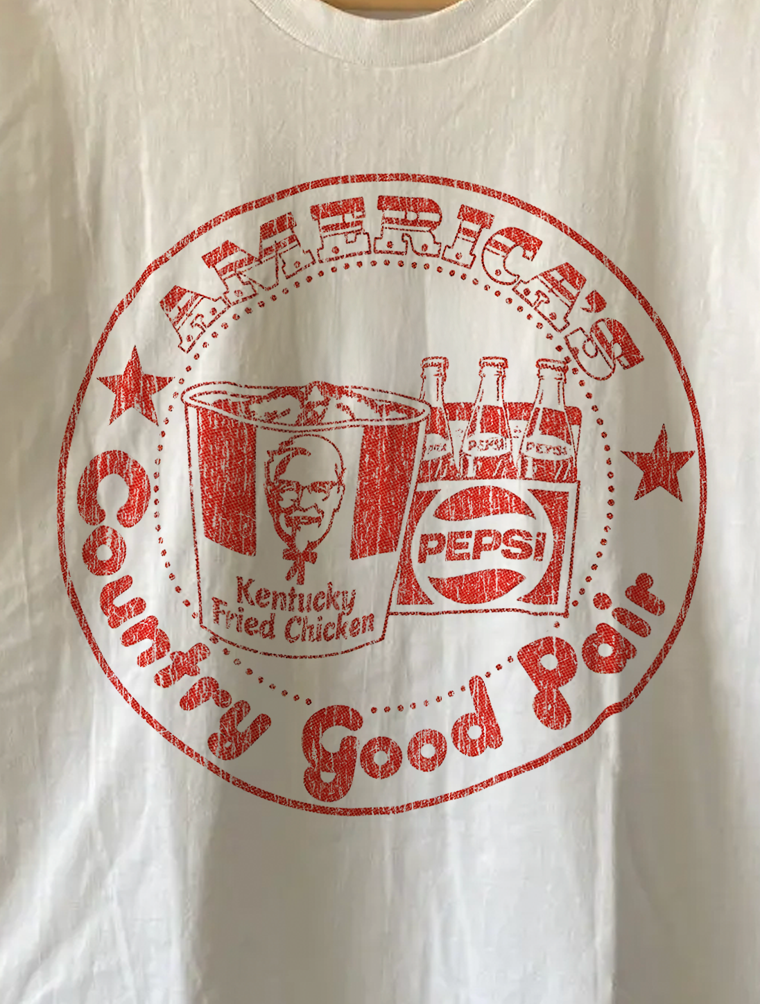 Rare KFC Country Good Pair Washed White Tee