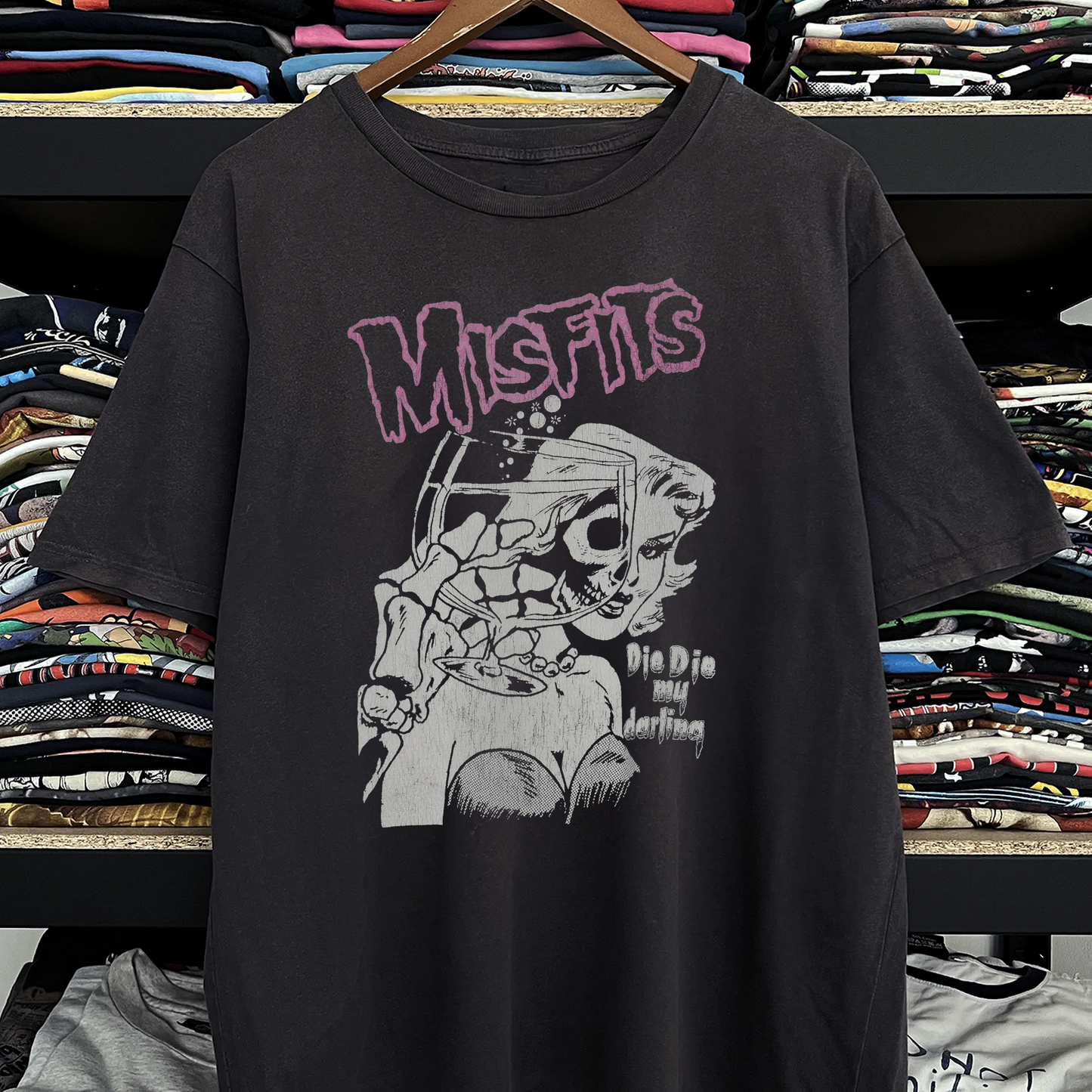 Rare Misfits Die Die My Darling Washed Black Tee