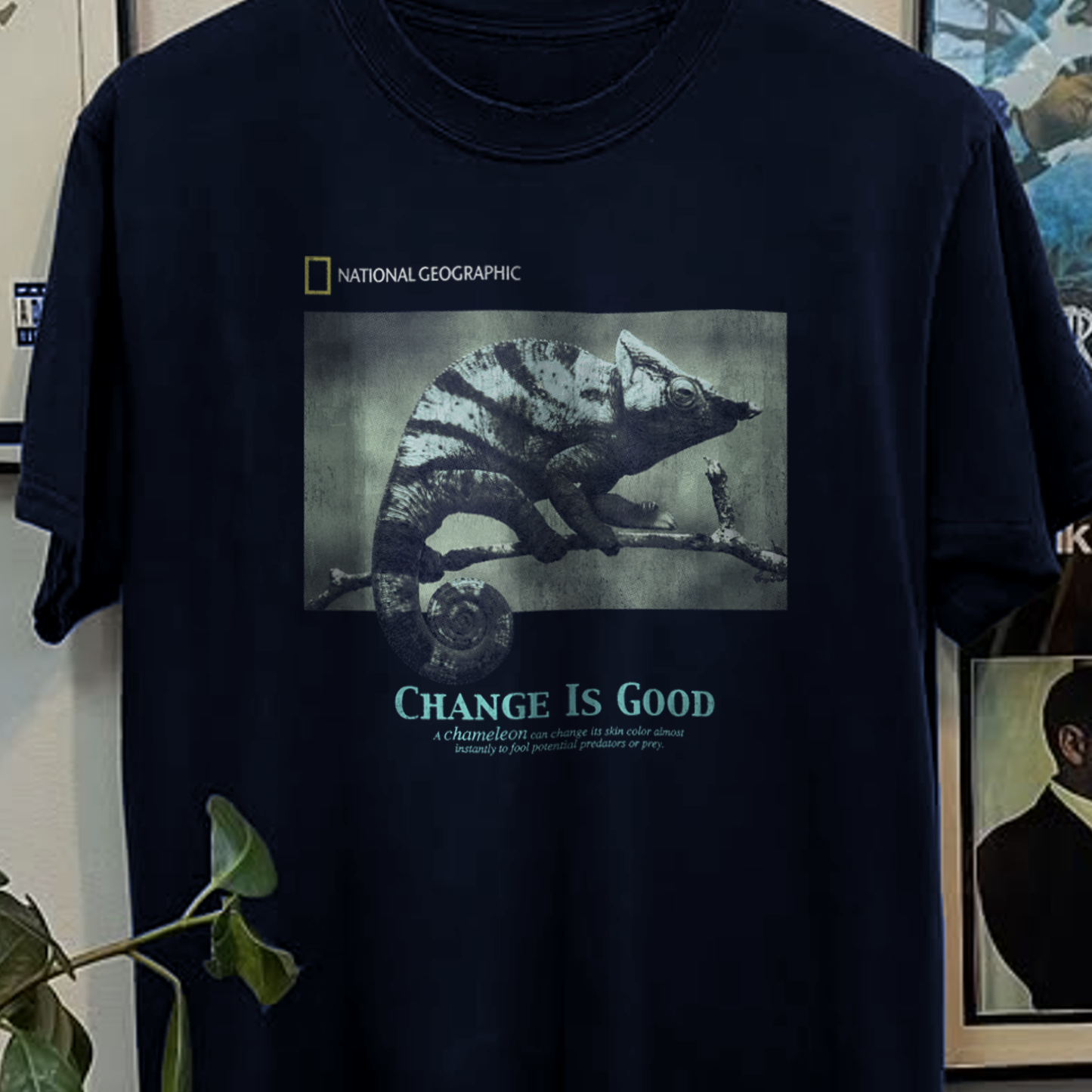 Rare Nat Geo Change is Good Washed Navy Tee